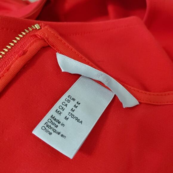 H&M Red Gold Stretch Classy Sexy Dress SZ M Medium Wedding Christmas Party - Picture 7 of 12